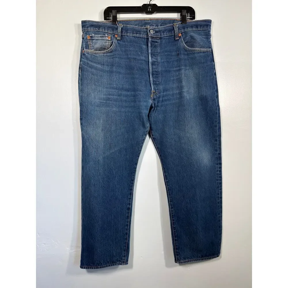 Levi’s 501 42x30 Medium Wash 100% Cotton Straight Leg Denim Jean Rigid